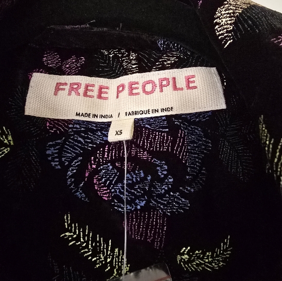 Free People Floral Velvet Duster with Multicolor Embroidery - Picture 4 of 4